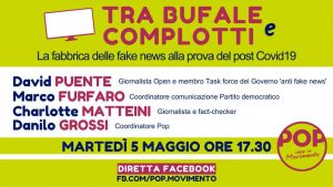 Grossi: Tra Bufale e Complotti. Un incontro organizzato da POP con Puente, Furfaro e Matteini