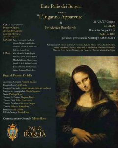 Il Palio dei Borgia prosegue con il debutto nazionale de “L’inganno apparente” alla corte di Lucrezia 2 L’inganno apparente