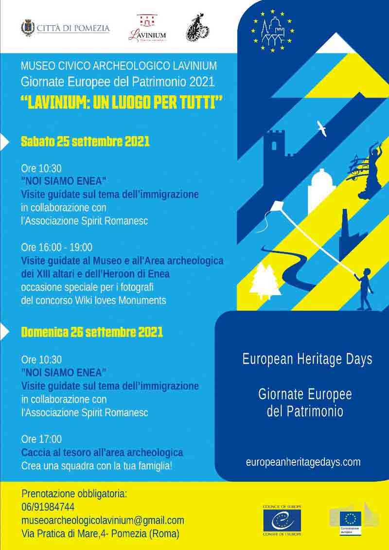 Giornate Europee del Patrimonio 25-26 settembre 2021 al Museo Civico Archeologico Lavinium 2021