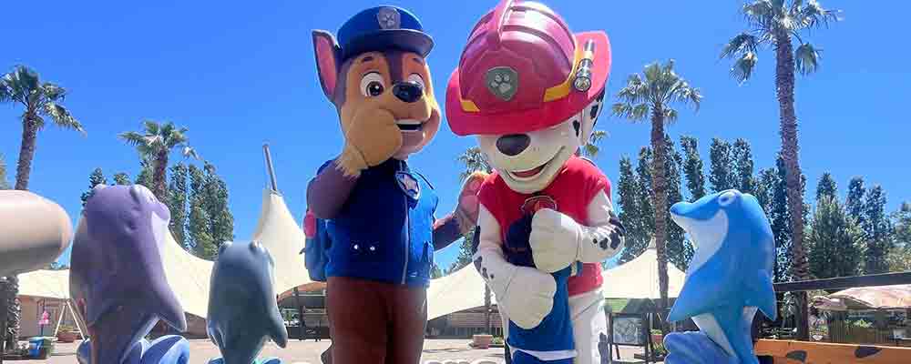 Chase e Marshall di Paw Patrol a Zoomarine insieme ai volontari della Protezione Civile