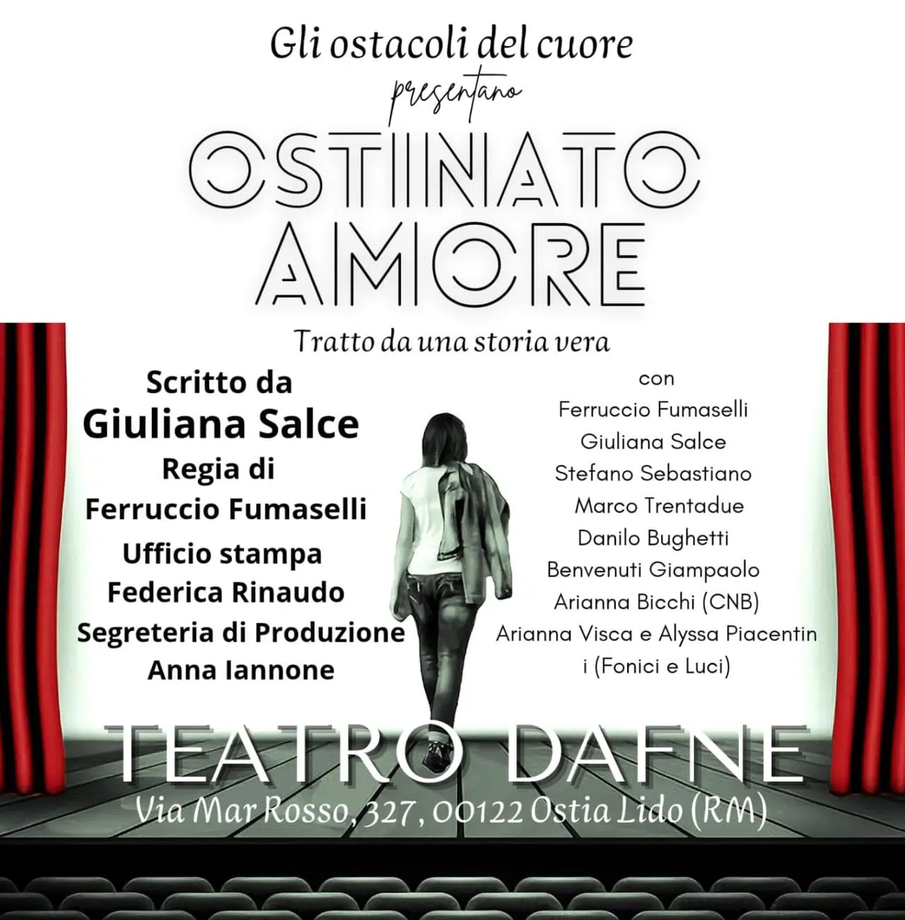 Arriva al Teatro Dafne di Ostia Lido lo spettacolo "Ostinato Amore"