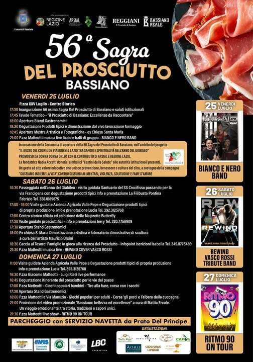 Sagra del Prosciutto di Bassiano: dal 25 al 27 Luglio apre la 56esima edizione