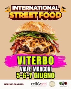 Locandina International Street Food 2026 a Viterbo in Viale Marconi dal 5 al 7 giugno