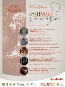 Locandina di Sipari di Lucrezia 2026, rassegna teatrale del Palio dei Borgia alla Rocca dei Borgia di Nepi