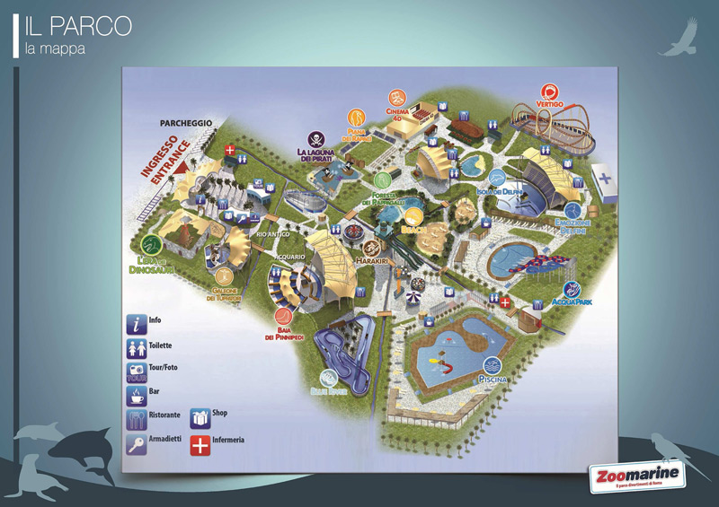Piantina Zoomarine - Parco acquatico e di divertimento a Torvaianica Roma